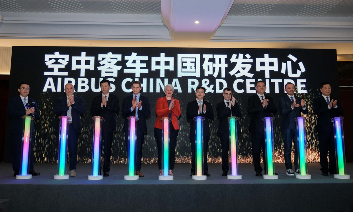 European plane maker Airbus unveils a research center in Suzhou, East China's Jiangsu Province on April 14, 2023. Photo: Courtesy of Airbus
