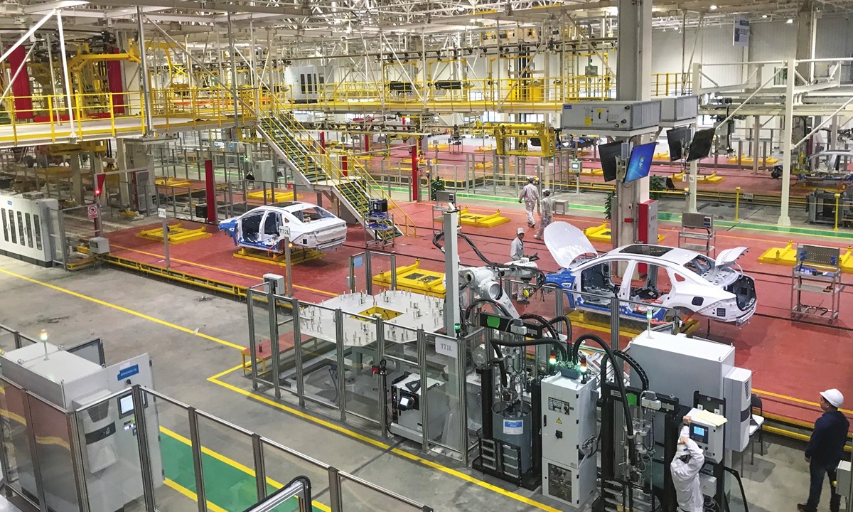 A new-energy vehicle factory in South China's Guangdong Province Photo: VCG