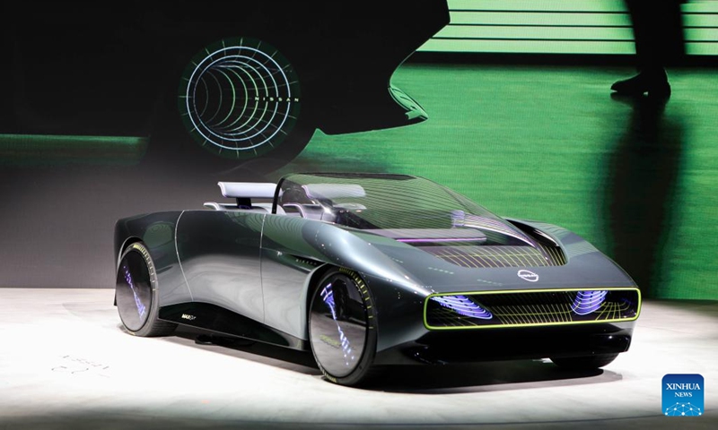 Max-Out, a concept car of Nissan, is displayed at the 20th Shanghai International Automobile Industry Exhibition in Shanghai, east China, April 18, 2023. The 20th Shanghai International Automobile Industry Exhibition kicked off Tuesday at the National Exhibition and Convention Center (Shanghai).(Photo: Xinhua)