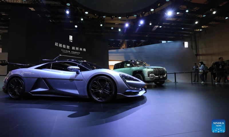 New models of Yangwang Auto are displayed at the 20th Shanghai International Automobile Industry Exhibition in Shanghai, east China, April 18, 2023. The 20th Shanghai International Automobile Industry Exhibition kicked off Tuesday at the National Exhibition and Convention Center (Shanghai).(Photo: Xinhua)