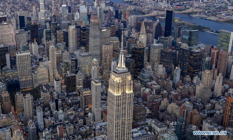 File photo shows an aerial view of Manhattan in New York City, the United States. Photo: Xinhua