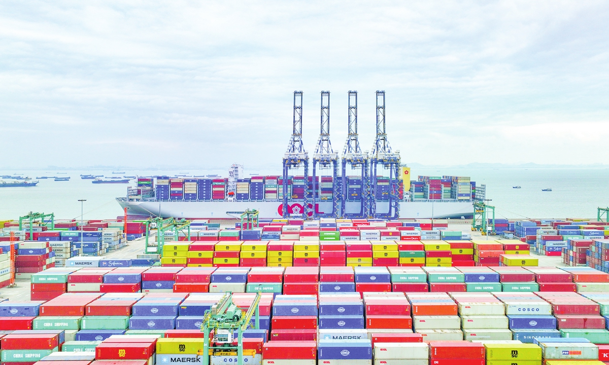 A container terminal at the Port of Guangzhou in Nansha district File Photo: Courtesy of the Port of Guangzhou