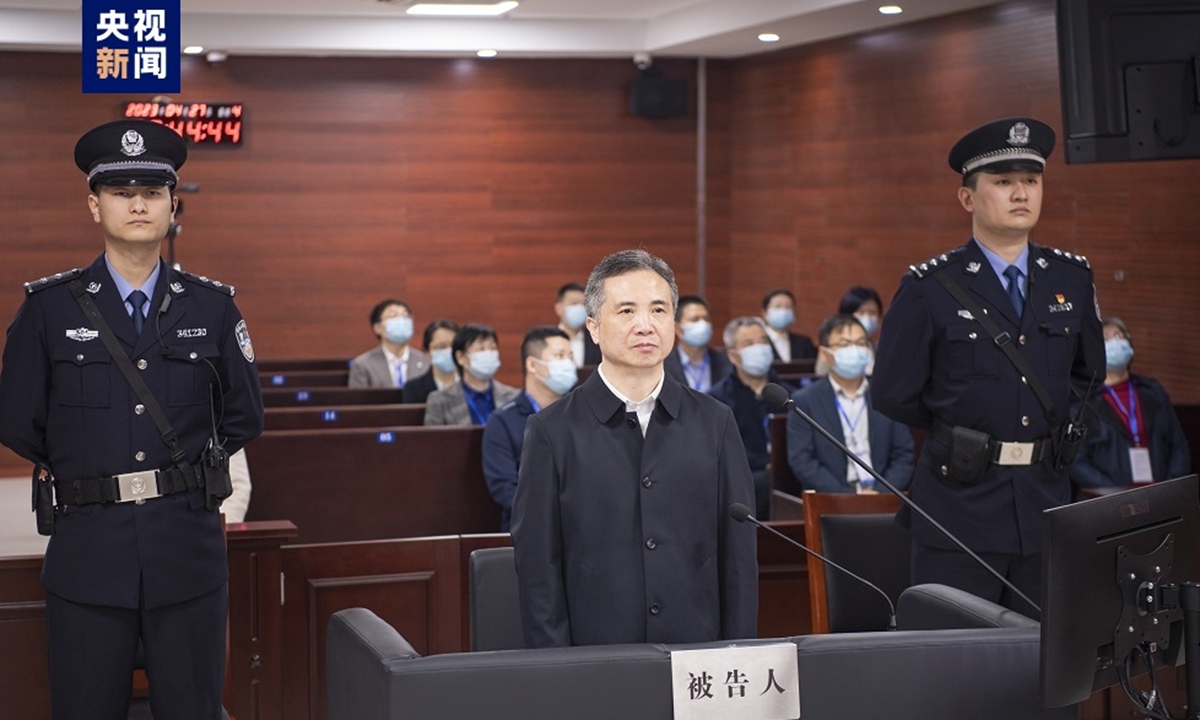Zhou Jiangyong at court in Chuzhou, East China's Anhui Province on April 27, 2023. Photo: CCTV