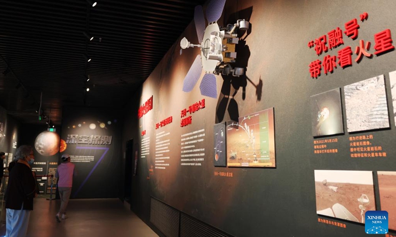 People visit the China Space Museum in Beijing, capital of China, April 24, 2023. After its renovation, the China Space Museum reopened to the public on the occasion of the Space Day of China on Monday. The museum features exhibition sections covering such themes as carrier rockets, satellites and manned spaceships, exposing visitors to the development of China's aerospace industry.(Photo: Xinhua)