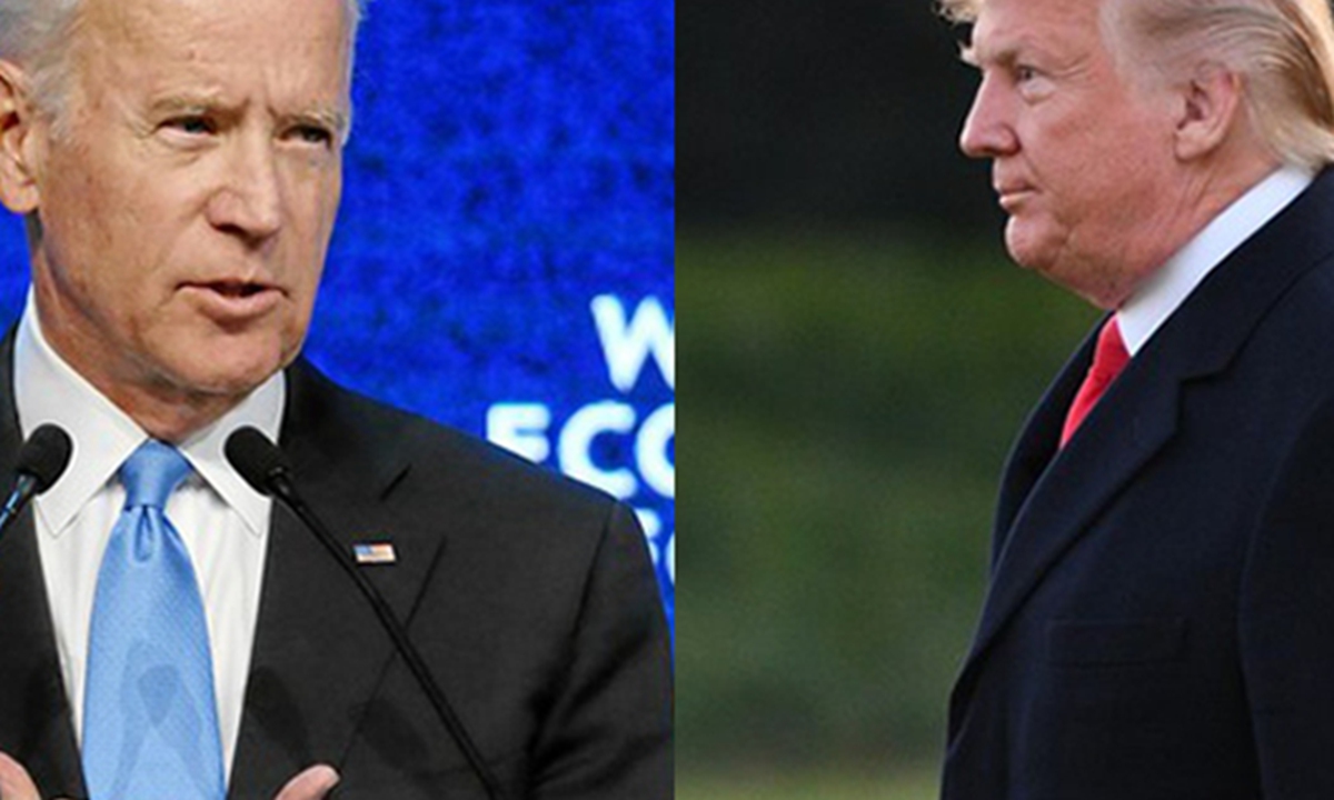 Democratic presidential nominee Joe Biden (left) and US President Donald Trump. Photo: Xinhua