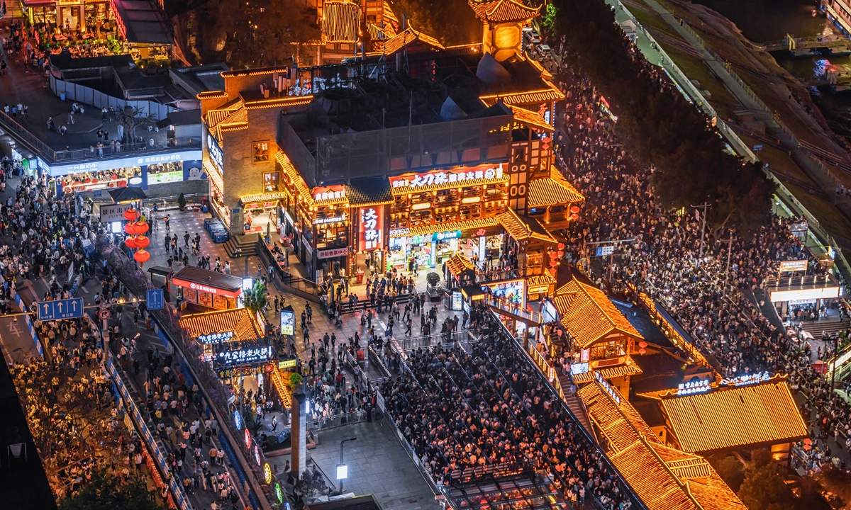 The city of Chongqing in Southwest China is crowded with tourists on April 29, 2023.