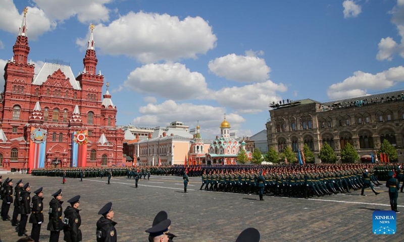 A military parade is held to mark the 78th anniversary of the Soviet victory in the Great Patriotic War, Russia's term for World War II, on Red Square in Moscow, Russia, May 9, 2023. (Photo by Alexander Zemlianichenko Jr/Xinhua)