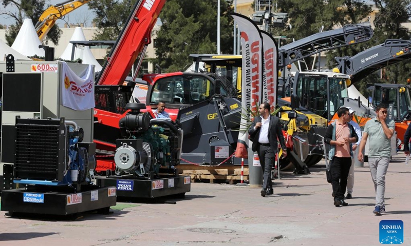 People visit a trade show of construction, building materials and public works (BATIMATEC 2023) in Algiers, Algeria, on May 9, 2023. BATIMATEC 2023 is held here from May 7 to May 11 with the participation of hundreds of exhibitors.(Photo: Xinhua)