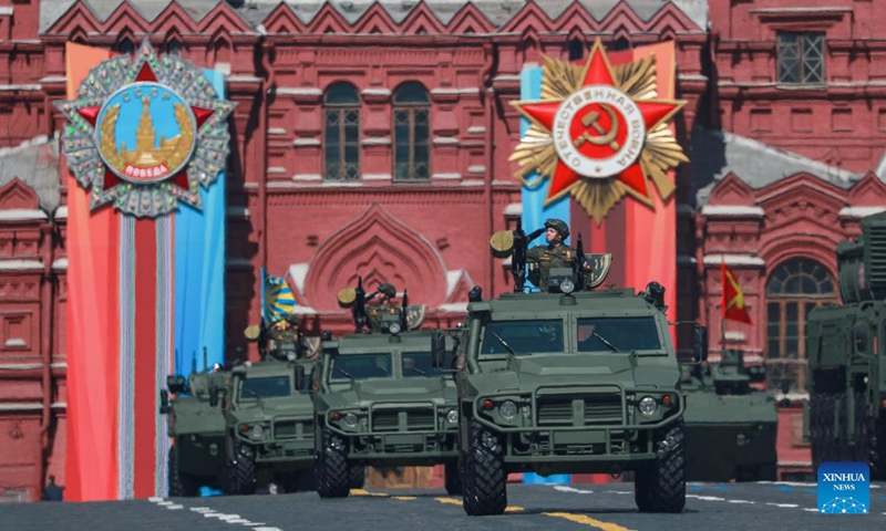 A military parade is held to mark the 78th anniversary of the Soviet victory in the Great Patriotic War, Russia's term for World War II, on Red Square in Moscow, Russia, May 9, 2023. (Xinhua/Cao Yang)