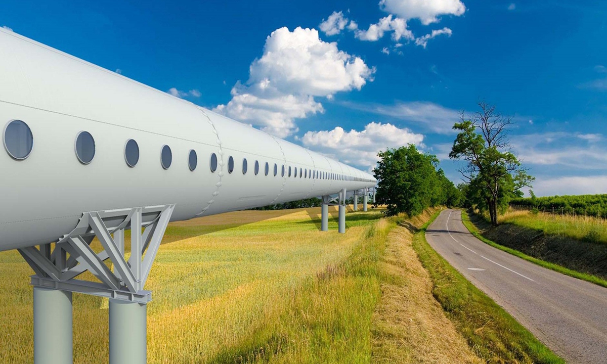 The concept plan of the experimental ultrahigh-speed maglev train Photo: Courtesy of the World Artery