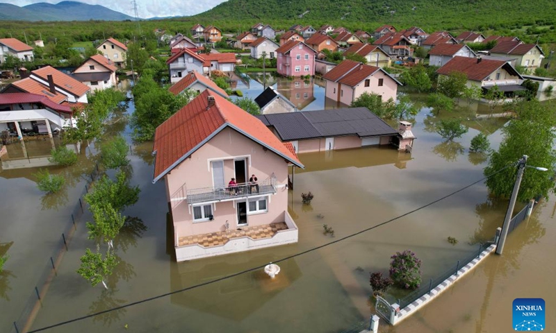 Photo taken on May 15, 2023 shows a flooded area in Gracac, Croatia.(Photo: Xinhua)
