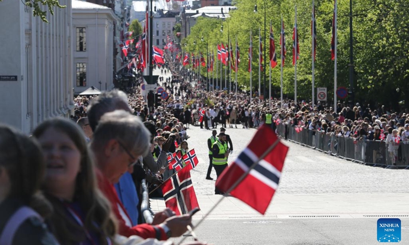 People celebrate the Norwegian Constitution Day in Oslo, capital of Norway, on May 17, 2023.(Photo: Xinhua)