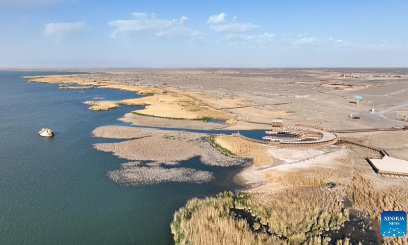 This aerial photo taken on May 17, 2023 shows a view of Juyan Lake in Ejina Banner of Alxa League, north China's Inner Mongolia Autonomous Region(Photo: Xinhua)