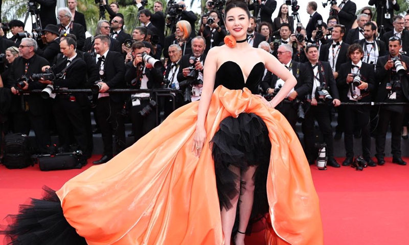 Actress Zhang Yuqi arrives for the opening ceremony of the 76th edition of the Cannes Film Festival in Cannes, southern France, on May 16, 2023. The 76th edition of the Cannes Film Festival kicked off on Tuesday evening, with 21 films selected to compete for the Palme d'Or top prize(Photo: Xinhua)
