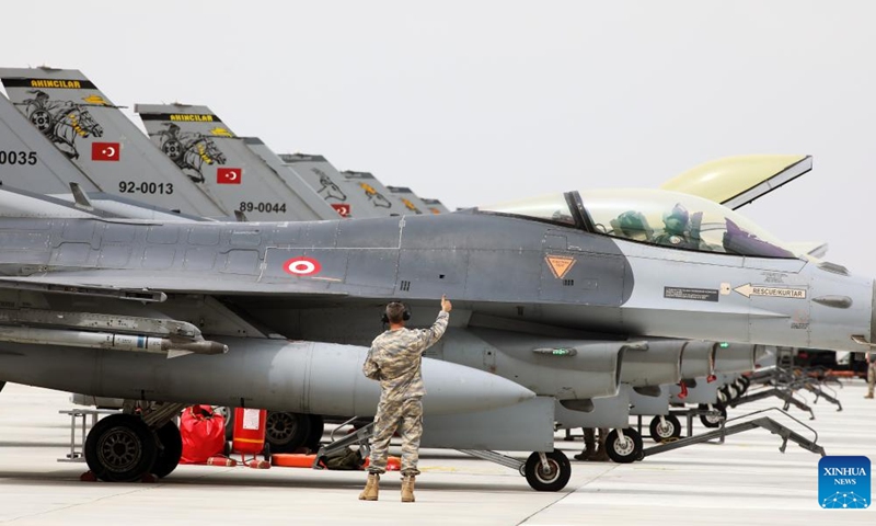Military jets take part in the Anatolian Eagle air drill in Konya, Türkiye, on May 11, 2023.(Photo: Xinhua)