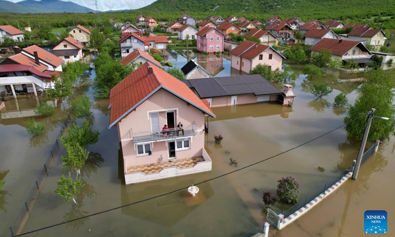 Photo taken on May 15, 2023 shows a flooded area in Gracac, Croatia.(Photo: Xinhua)