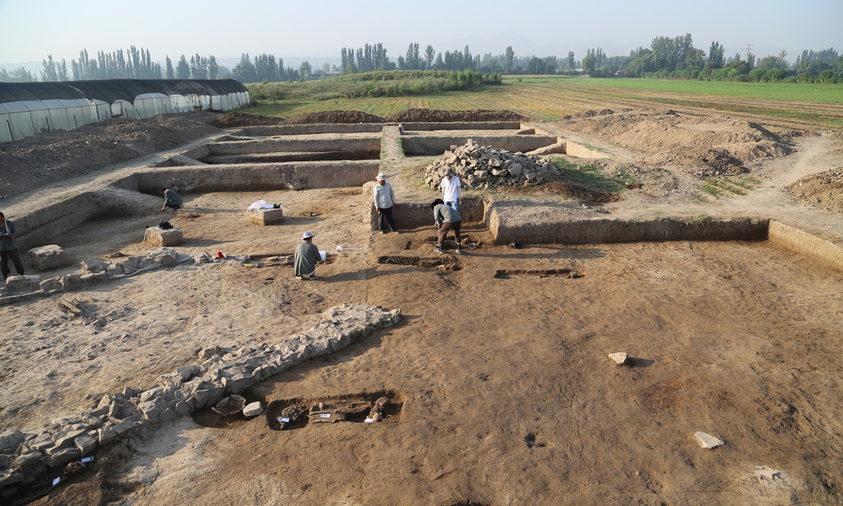 Chinese archaeologists work at the Mingtepa site in Uzbekistan Photo: Courtesy of Liu Tao