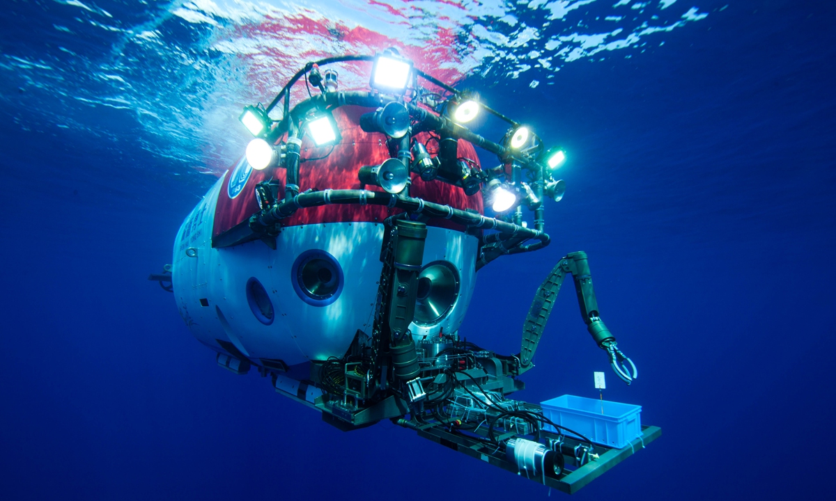 The deep-sea manned submersible <em>Shenhai Yongshi</em>, or <em>Deep Sea Warrior</em> Photo: VCG