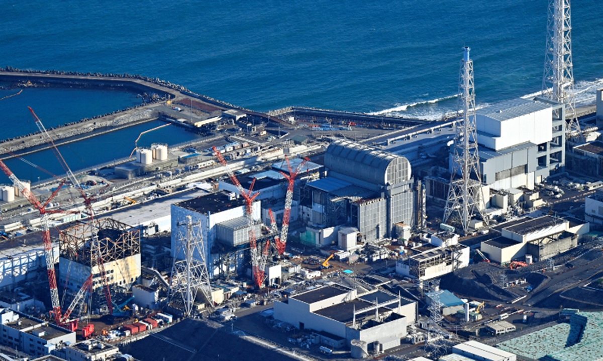 Aerial photo shows the damaged reactors at Fukushima Daiichi nuclear power plant on January 19, 2023, in Fukushima, Japan. Photo: VCG