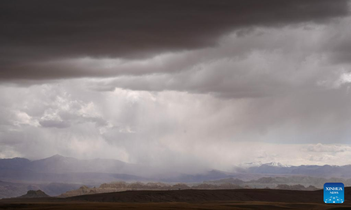 This photo taken on May 25, 2023 shows the landscape of earth forest in Zanda County, southwest China's Tibet Autonomous Region. Zanda is famous for the unique landscape of earth forest, which was formed by geological movement and soil erosion. These