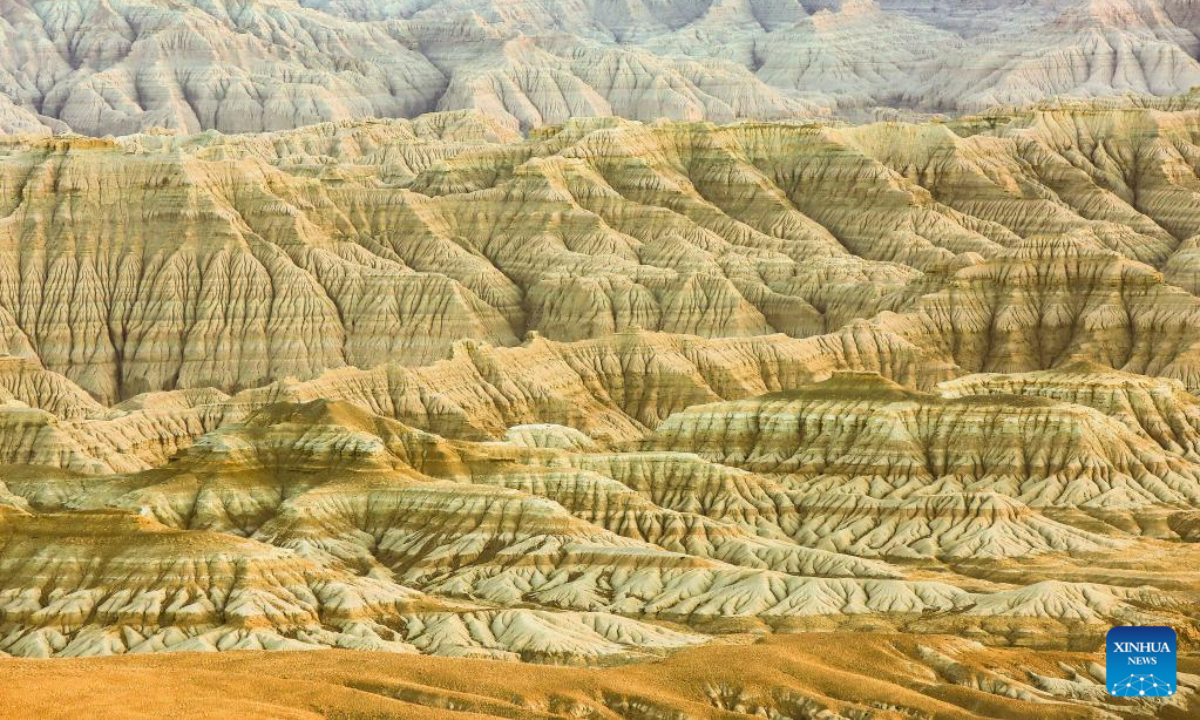 This photo taken on May 25, 2023 shows the landscape of earth forest in Zanda County, southwest China's Tibet Autonomous Region. Zanda is famous for the unique landscape of earth forest, which was formed by geological movement and soil erosion. These 