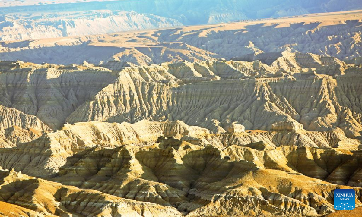 This photo taken on May 25, 2023 shows the landscape of earth forest in Zanda County, southwest China's Tibet Autonomous Region. Zanda is famous for the unique landscape of earth forest, which was formed by geological movement and soil erosion. These