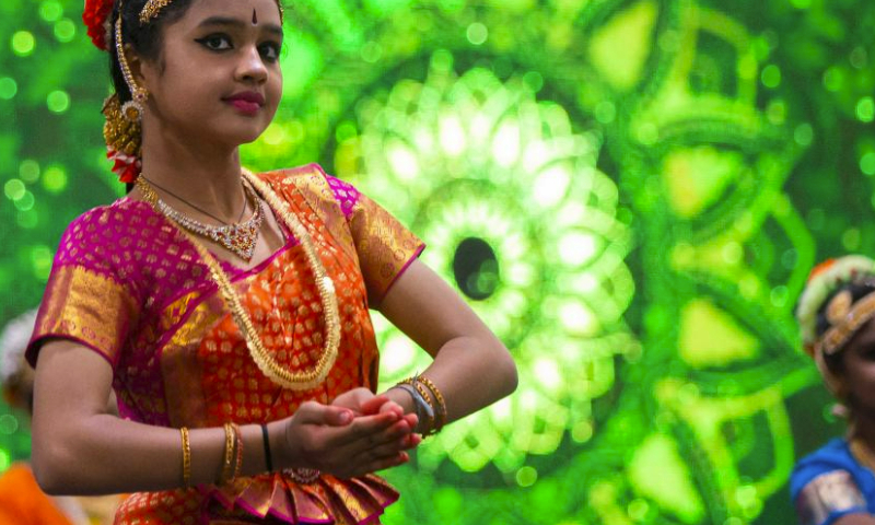 Dancers perform during the 2023 Carassauga Festival of Cultures in Mississauga, the Greater Toronto Area, Canada on May 27, 2023. (Photo by Zou Zheng/Xinhua)