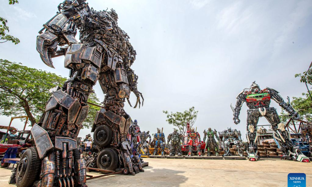 This photo taken on May 25, 2023 shows robots made from scrap metal at the Transformer Museum in Ang Thong, Thailand. The Transformer Museum displays robots and other artworks made from scrap metal, aming to convey the concept of environmental protection. Photo:Xinhua