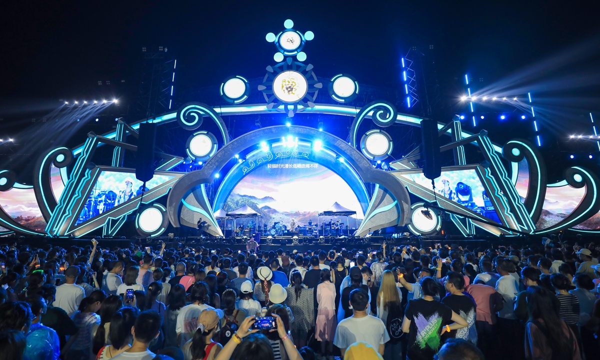 A rural music festival is staged in Xiangyang village, Huzhou city, East China's Zhejiang Province on May 27, 2023, attracting a large number of villagers, tourists and music lovers to experience the event.  Photo: VCG