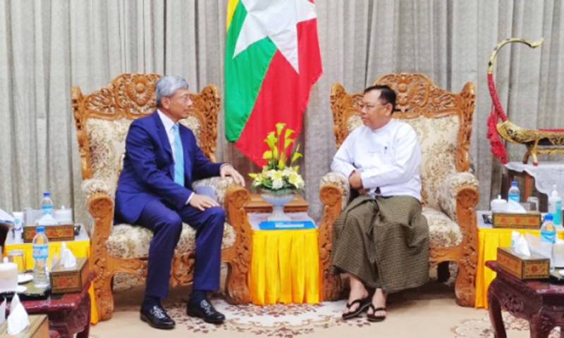 Chinese Ambassador to Myanmar Chen Hai meets with Deputy Prime Minister and Home Affairs Minister of Myanmar Soe Htut on May 31, 2023. Photo: Chinese Embassy in Myanmar