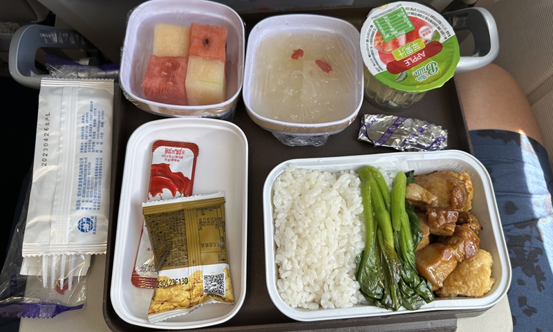 The meal offered on the C919 flight from Chengdu to Shanghai on May 29, 2023 Photo: Courtesy of Chen Zhencong 