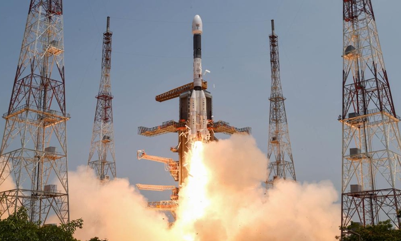 The second-generation navigation satellite NVS-01 is launched on board an expendable Geosynchronous Satellite Launch Vehicle rocket from Satish Dhawan Space Center in Sriharikota, Andhra Pradesh state, India, on May 29, 2023. The Indian Space Research Organization (ISRO) on Monday successfully launched a second-generation navigation satellite NVS-01, officials said.(Photo: Xinhua)
