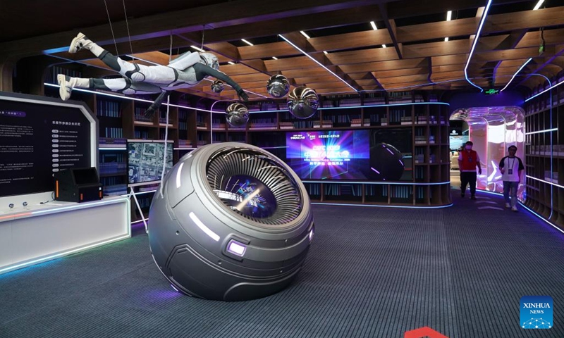 This photo taken on May 30, 2023 shows an exhibition at China Science Fiction Convention (CSFC) 2023 in Beijing, capital of China. China Science Fiction Convention (CSFC) 2023 is scheduled to run in Beijing from May 29 to June 4. It is included as a sideline event of this year's Zhongguancun Forum (ZGC Forum) for the first time. Various events such as forums and sci-fi exhibitions are arranged in this year's convention.(Photo: Xinhua)