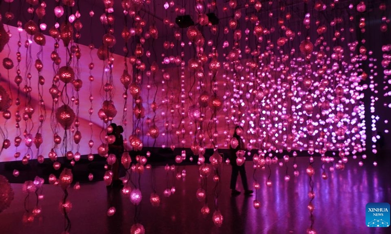 Pixel Forest and Worry Will Vanish, presentations by Swiss artist Pipilotti Rist, are on display at the Museum of Fine Arts, Houston, Texas, the United States, on May 31, 2023. The exhibition Pipilotti Rist: Pixel Forest and Worry Will Vanish is held here from March 12 to Sept. 4.(Photo: Xinhua)