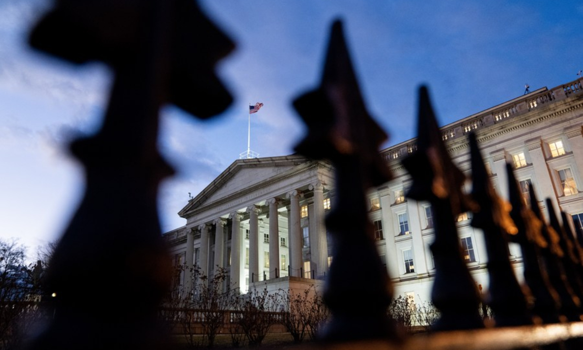 This photo taken on Jan 20, 2023 shows the U.S. Department of the Treasury in Washington, DC, the United States. Photo:Xinhua