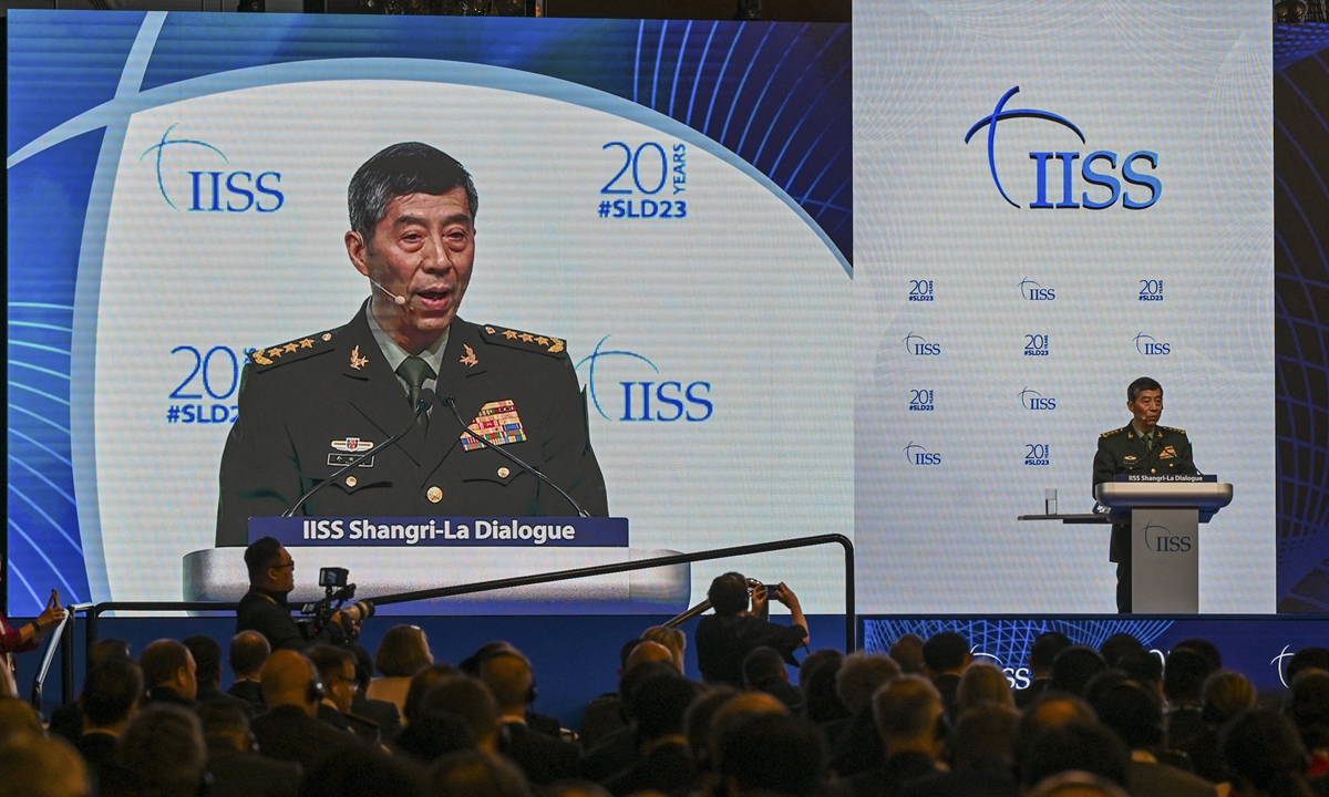 China's Minister of National Defence Li Shangfu delivers a speech during the 20th Shangri-La Dialogue summit in Singapore on June 4,2023.Photo:Roslan RAHMAN/AFP