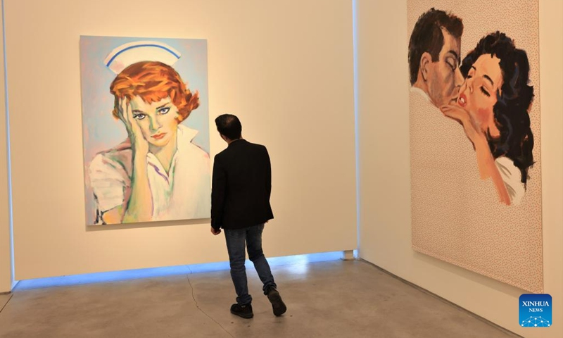 A man visits the exhibition Dark Light: Realism in the Age of Post-Truths at the Aishti Foundation art museum in the suburbs of Beirut, Lebanon, on June 4, 2023.(Photo: Xinhua)