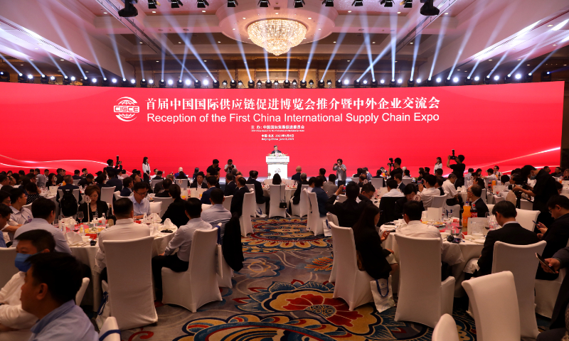 Reception of the first China International Supply Chain Expo in Beijing, on June 8, 2023 Photo: courtesy of CCPIT