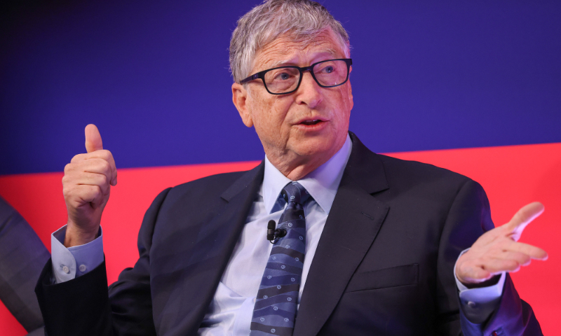 Bill Gates at Global Investment Summit (GIS) 2021 at the Science Museum in London, UK, on October 19, 2021. Photo: VCG