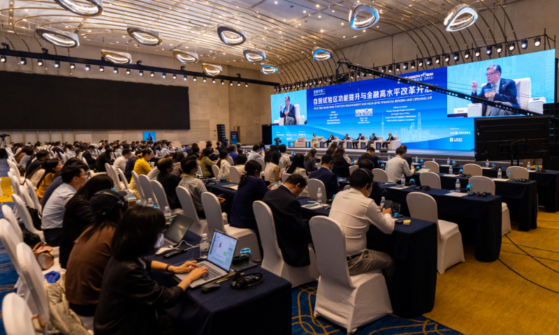 The 14th Lujiazui Forum is held in Shanghai on June 8, 2023, and guests deliver speeches at a subforum called Pilot Free Trade Zone Function Enhancement and High-Level Financial Reform and Opening-Up. The Lujiazui Forum runs through June 9. Photo: VCG