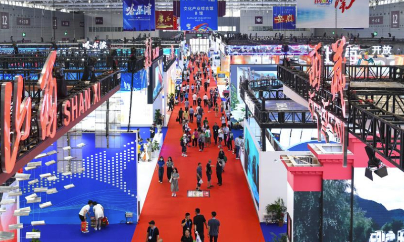 This photo taken on June 7, 2023 shows a view of the 19th China (Shenzhen) International Cultural Industries Fair in Shenzhen, south China's Guangdong Province. The five-day national-level fair closed Sunday in Shenzhen. (Xinhua/Liang Xu)