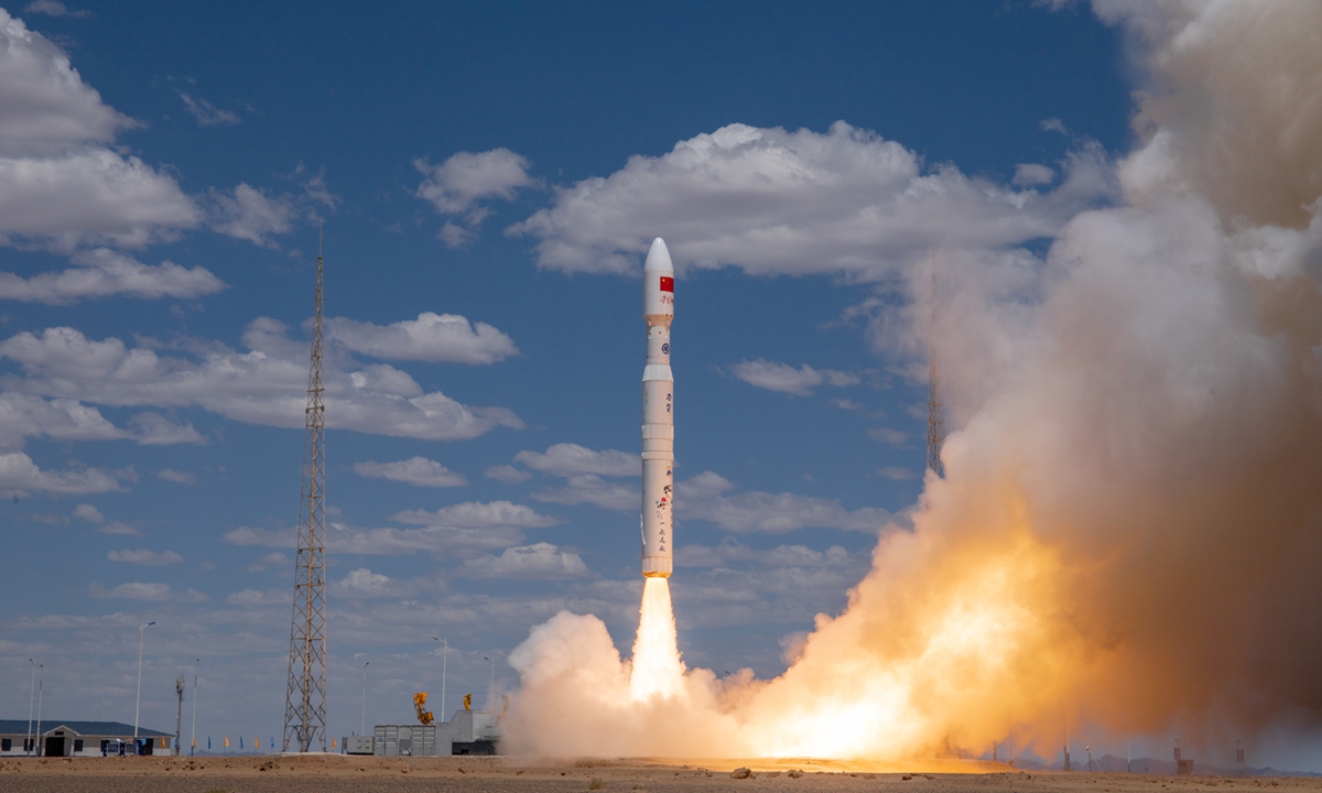 China's largest solid propellant rocket Lijian-1 is launched on June 7, 2023, successfully sending 26 satellites into preset orbit and setting the country's new record for launching multiple satellites in one go. Photo: courtesy of Shi Yue