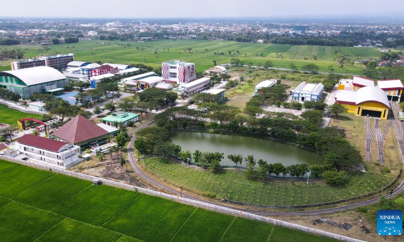 This aerial photo taken on June 7, 2023 shows the Indonesian Railway Polytechnic in Madiun, East Java, Indonesia. Currently, the joint commissioning and testing of the Jakarta-Bandung High-Speed Railway (HSR) is underway in Indonesia.Personnel training related to the operation of the Jakarta-Bandung High-Speed Railway is also ongoing. The first training class for operation and maintenance personnel of the Jakarta-Bandung High-Speed Railway started in February with over 170 Indonesian students enrolled.(Photo: Xinhua)