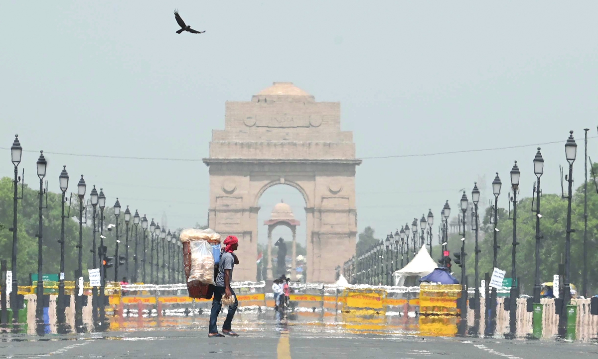 Mirage seen after an increase in the temperature levels at Kartavya Path, on June 11, 2023 in New Delhi, India. (Photo by Vipin Kumar/Hindustan Times via Getty Images