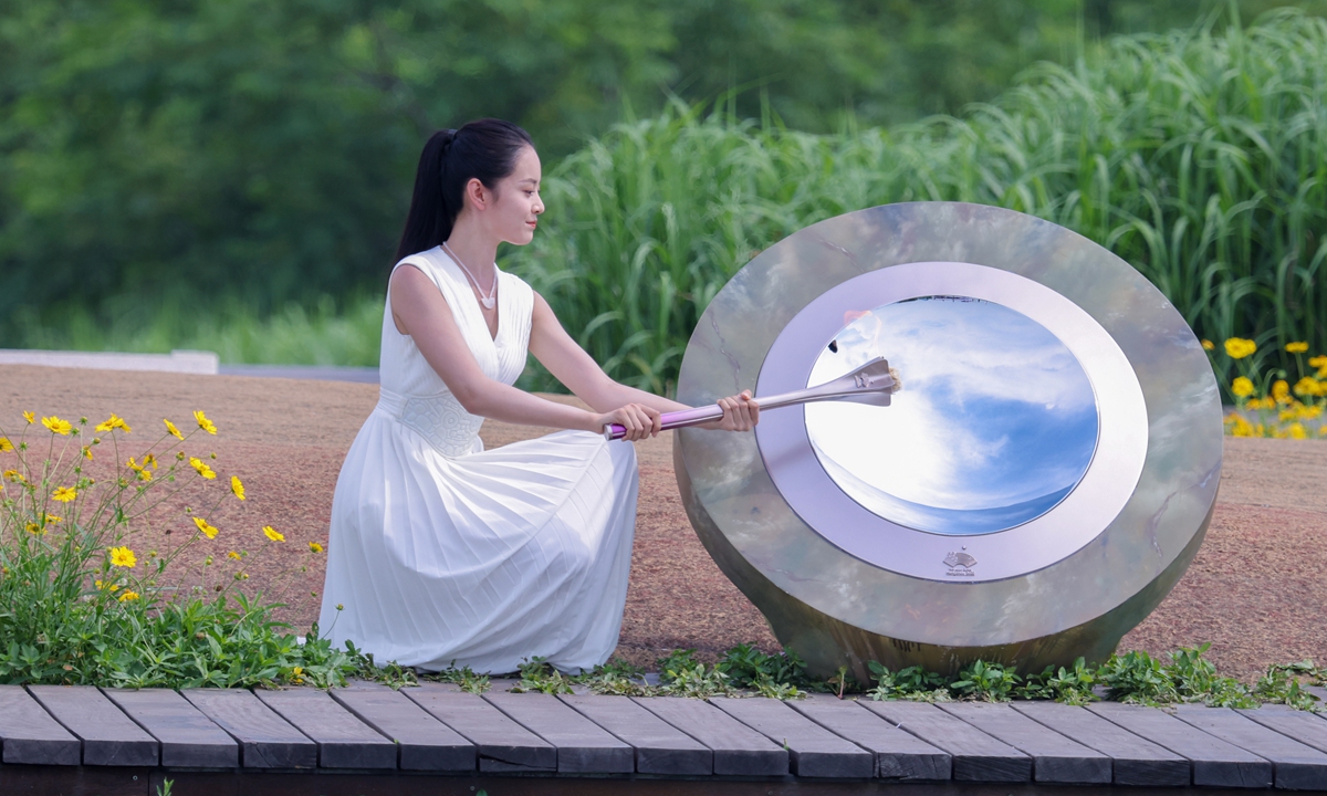 Flame for Asian Games lit at Liangzhu cultural site in Hangzhou Photo: Courtesy of the Asian Games