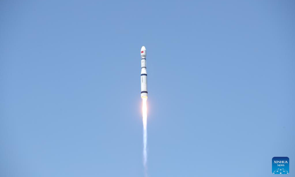 A Long March-6 carrier rocket carrying the Shiyan-25 experiment satellite blasts off from the Taiyuan Satellite Launch Center in north China's Shanxi Province, June 20, 2023. The satellite successfully entered the preset orbit. This satellite will mainly be used to carry out new Earth-observation technology experiments. Photo:Xinhua