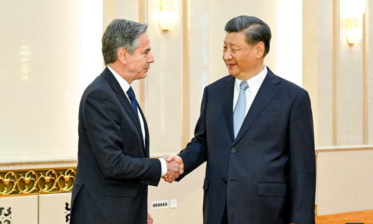 Chinese President Xi Jinping meets with visiting US Secretary of State Antony Blinken in Beijing, capital of China, June 19, 2023. Photo: Xinhua