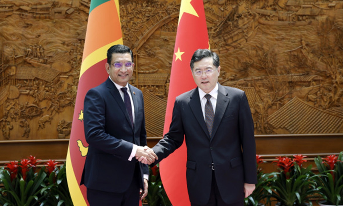 Chinese State Councilor and Foreign Minister Qin Gang meets his Sri Lankan counterpart Ali Sabry on June 25 in Beijing. Photo: from the Ministry of Foreign Affairs.