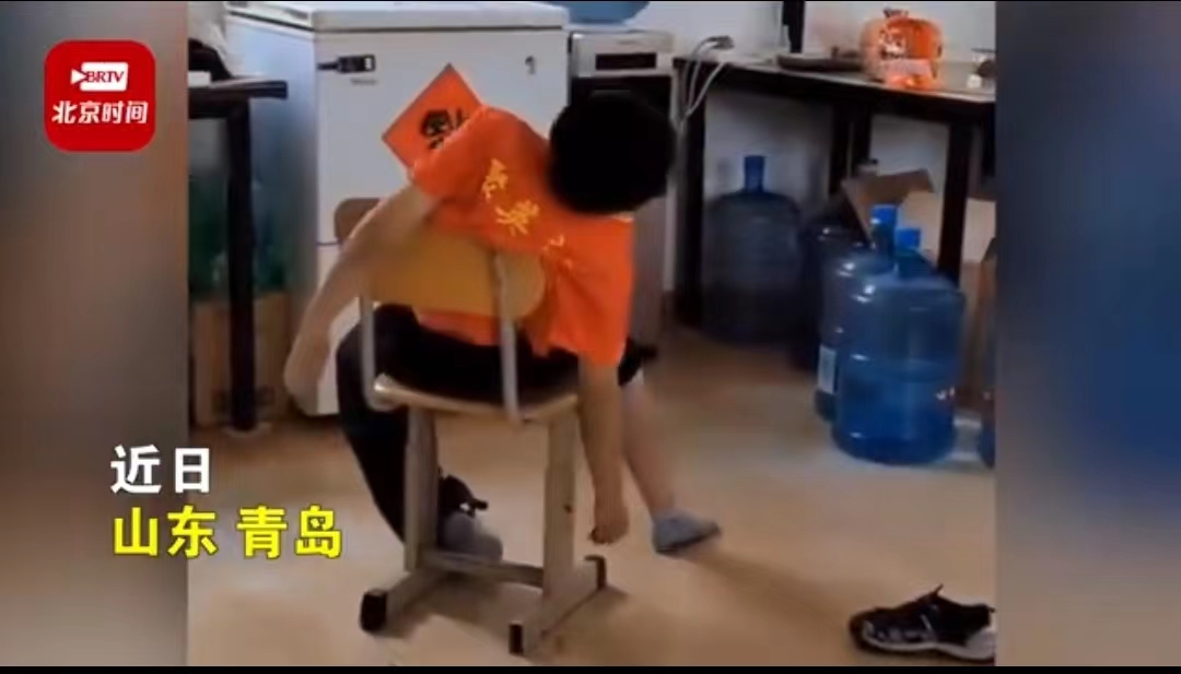 A screenshot of the video showing the child at the Qingdao martial arts club Photo : Courtesy of btime. com 