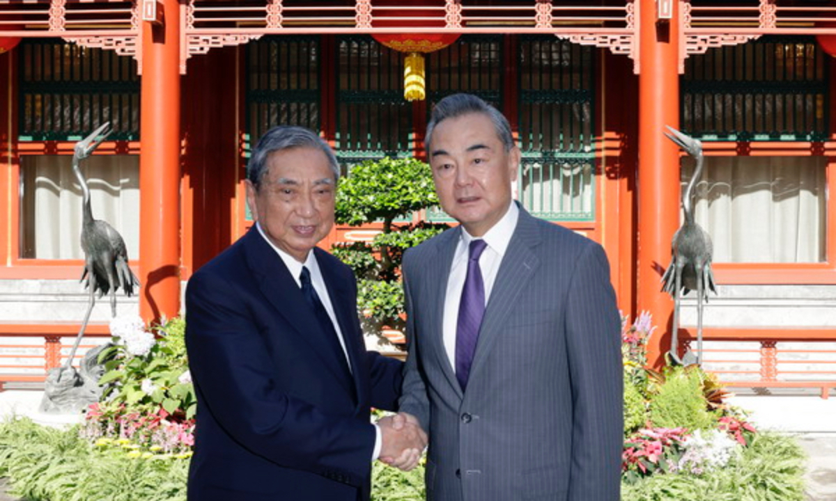 Chinese senior diplomat Wang Yi meets with Yohei Kono, president of the Japanese Association for the Promotion of International Trade (JAPIT), in Beijing on July 6, 2023. Photo: IC